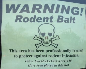 Rodenticide and bait warning sign