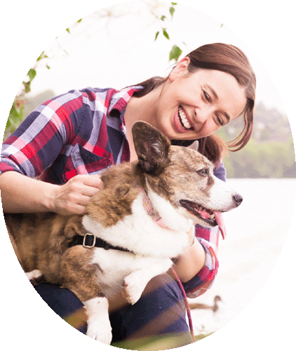 Certified fear-free dog trainer and behavior expert Cathy Madson with her dog Sookie