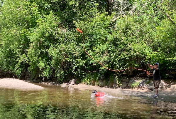 Clover water retrieve with long line