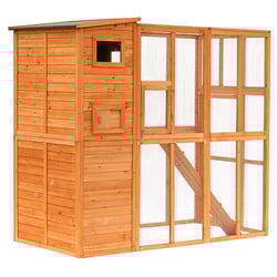 Large Wooden Outdoor Cat Enclosure Catio Cage with Ramp and Covered House