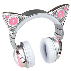 Limited Edition Ariana Grande Wireless Cat Ear Headphones with External Speaker, Bluetooth Microphone