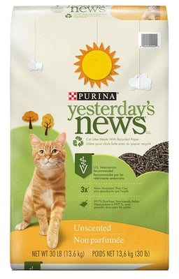 Purina Yesterday's News Non Clumping Paper Cat Litter; Unscented Low Tracking Cat Litter
