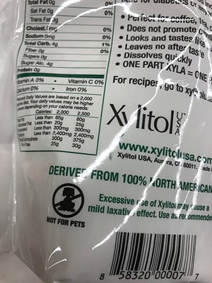 Xyla-xylitol-dog-toxicity-warning-label