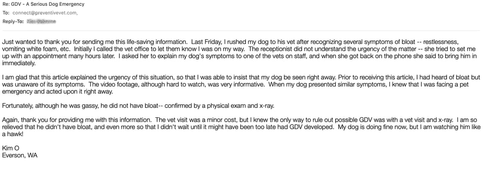 dog bloat gdv emergency email
