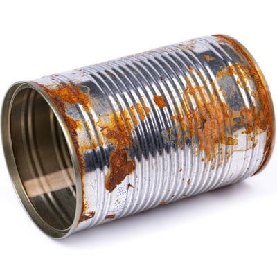 rusted pet food can