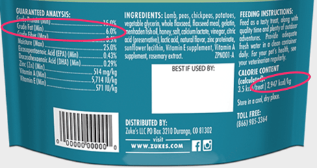 treat label nutritional info