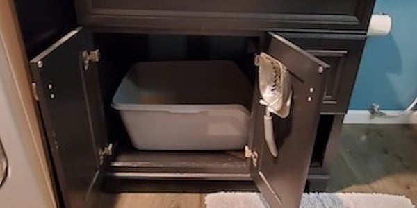 DIY Cat Litter Enclosure (from a computer desk)