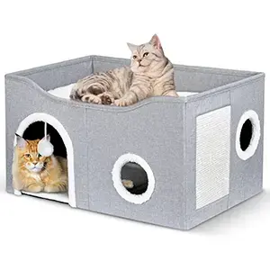 Heeyoo Cat Cave with Fluffy Ball and Scratch Pad
