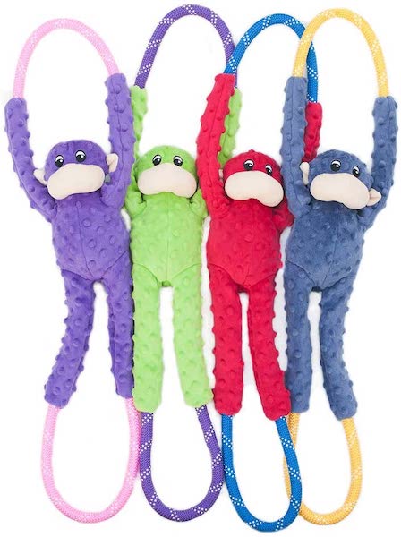 zippy paws monkey tug toy