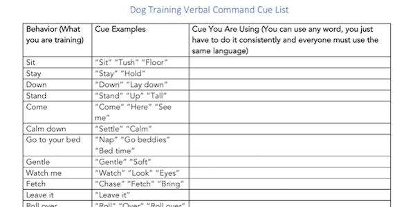 Download our Dog Cue List Template