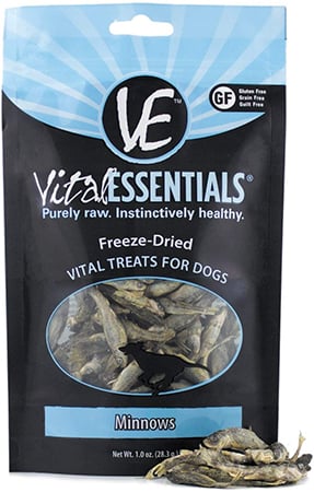 vital essentials freeze dried minnows dog treats